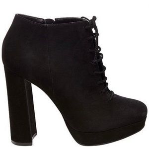 STEVE MADDEN Jolte Lace-Up Black Leather Suede Platform Boots Size 6.5